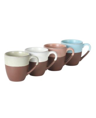 William Crest 4 Piece Coffee Mug Set, 15oz Stoneware Reactive Cups, Round Large Coffee Mugs-Assorted Colors