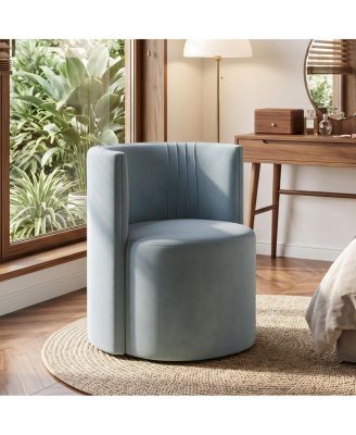 Office Chair for Desk, Velvet Burgundy Barrel Chair with Hidden Casters, Upholstered Tub Seat with Curved Back, Space-Saving Size