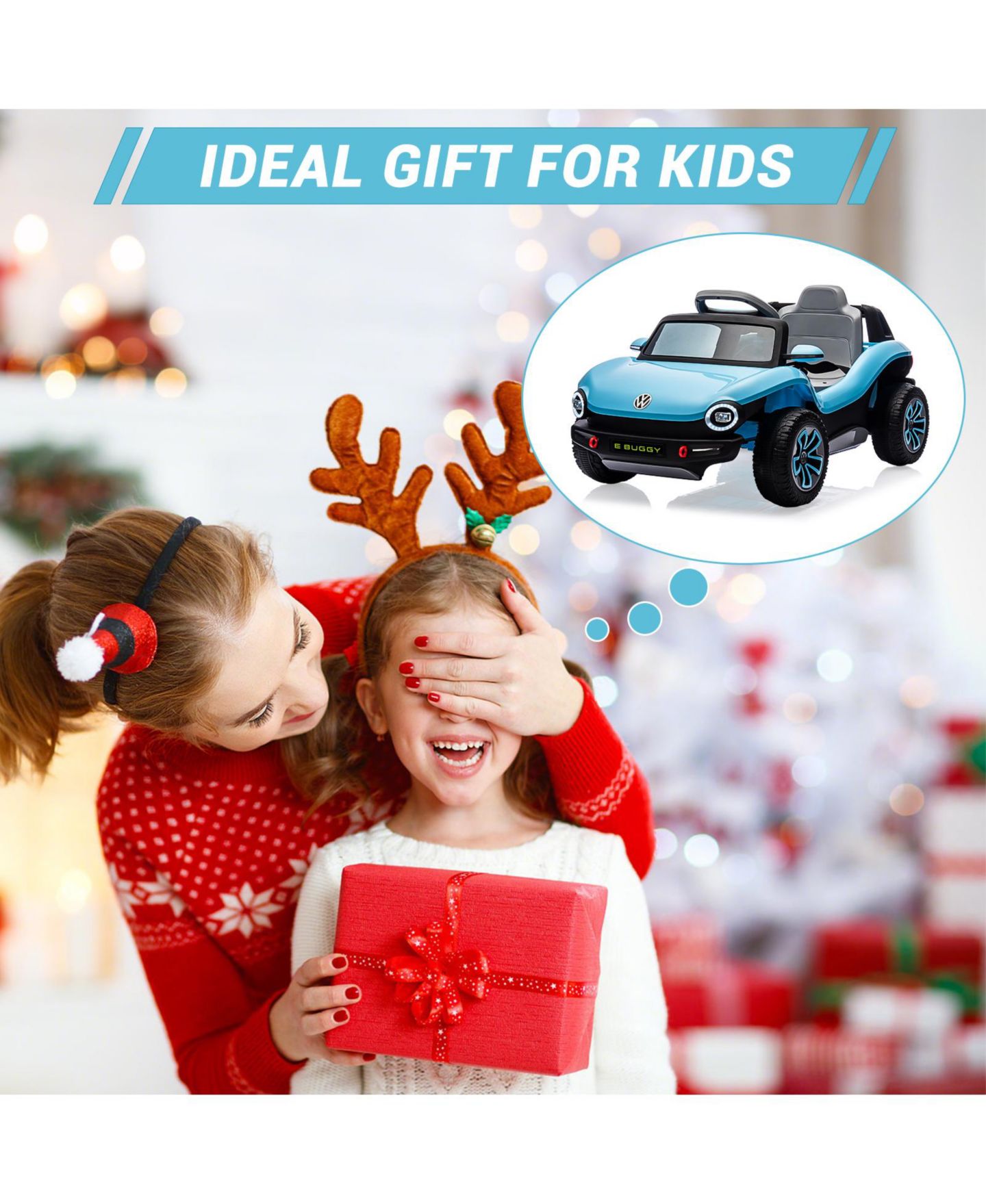 Детская игрушка homfan Licensed Volkswagen Beetle 12V Ride-On Car with Remote Control, LED Lights, Music, 66 lb Capacity, Ages 3+, цвет: Синий — фото 3