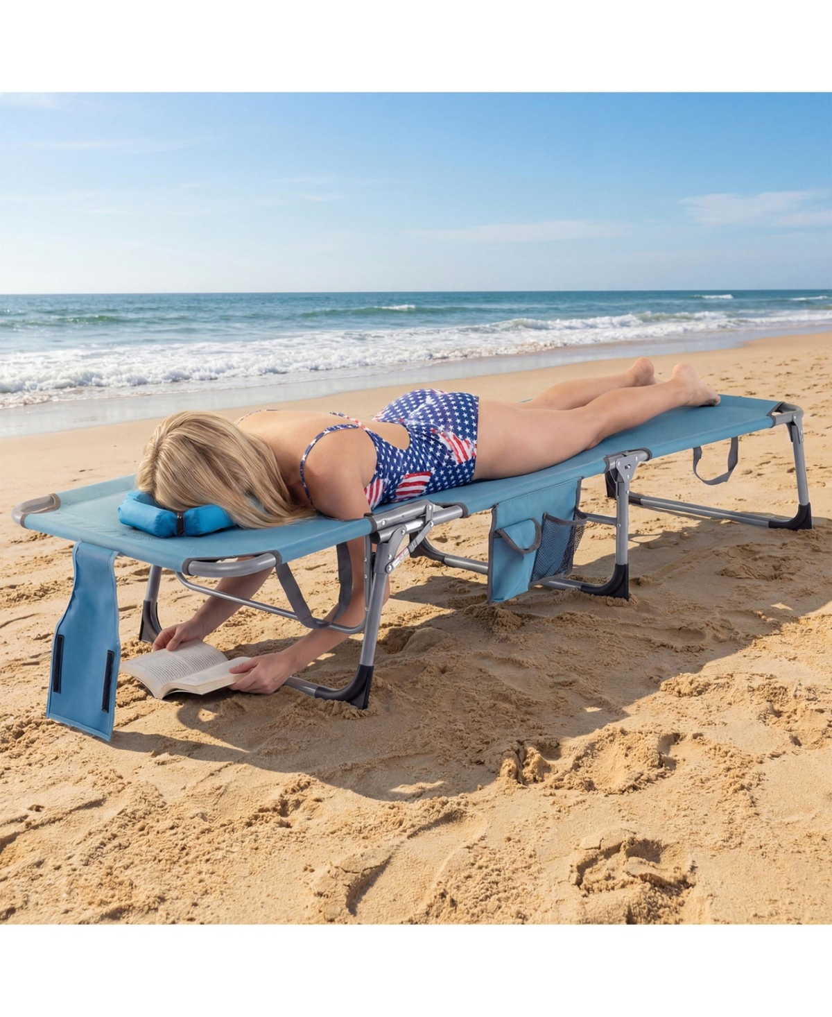 Sugift Set of 2 Portable Folding Tanning Chaise Lounge with 4-Position Backrest