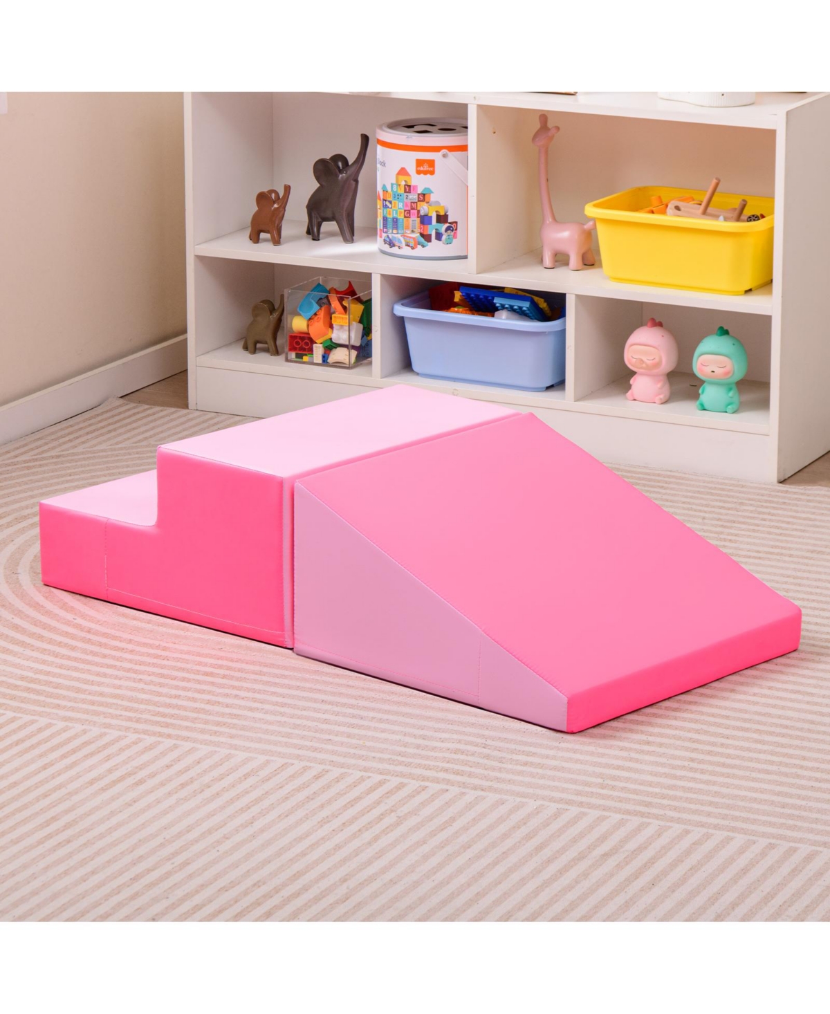 Slickblue Kids 2-Piece Foam Play Set Slide and Step Climbing Blocks