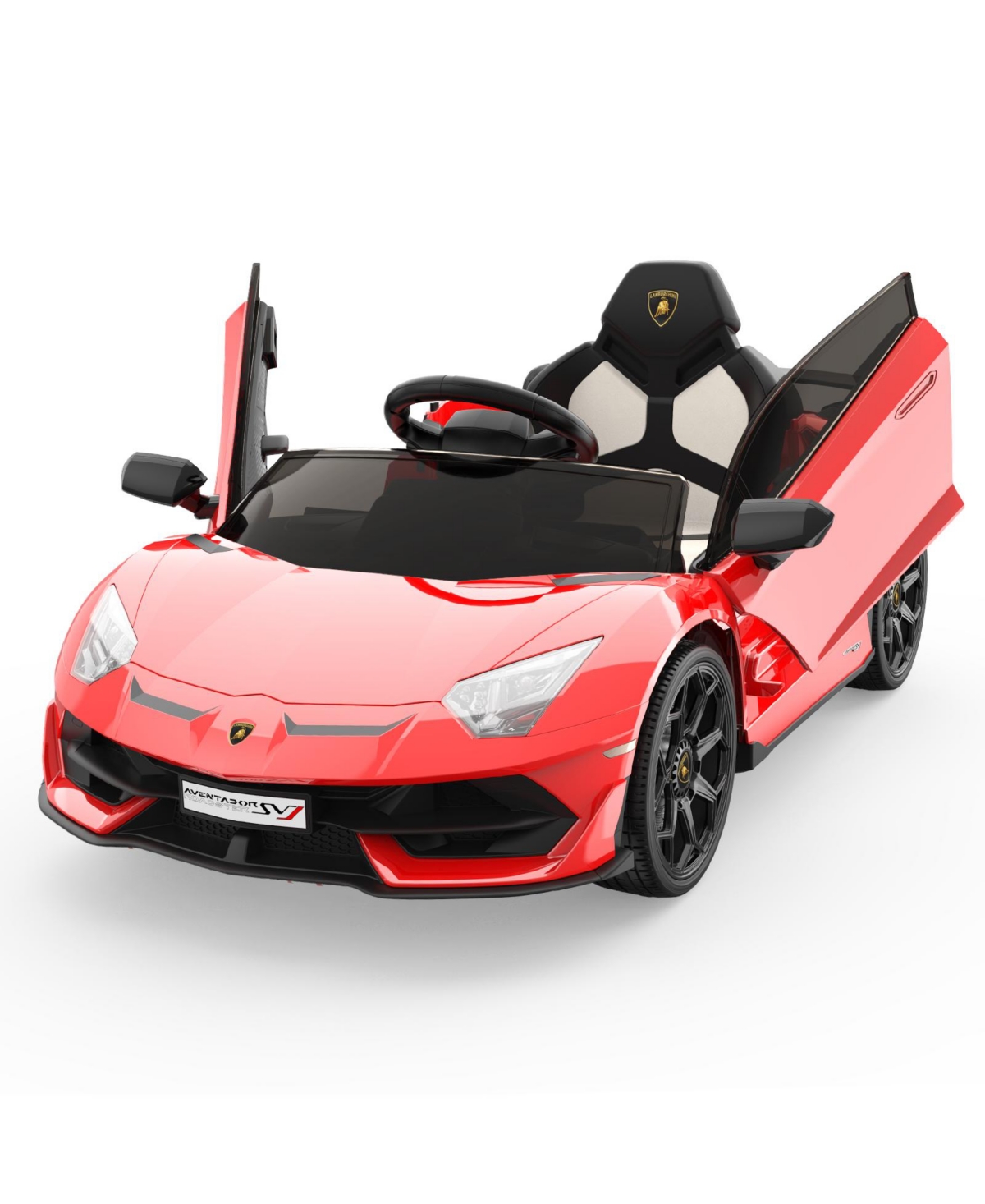 homfan Licensed Lamborghini Electric Ride-On Car for Kids â Battery Powered Sports Car Toy with Remote Control, 2 Speeds, Led Headlights - Red