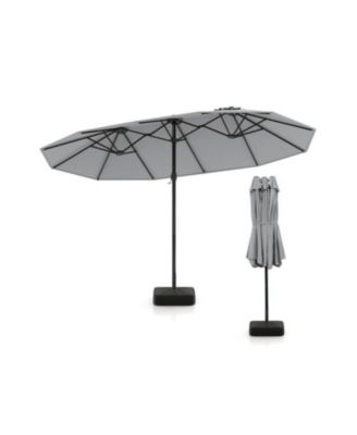 Double-Sided Twin Patio Umbrella with Crank and Base