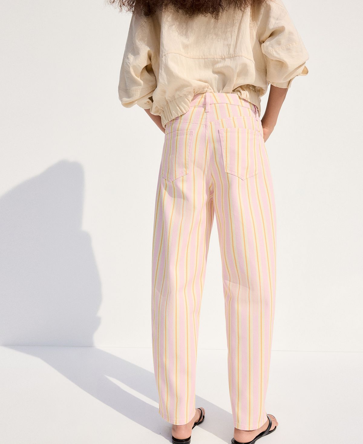 Mango Women's Striped Balloon Jeans view 6 — MAYCSS fashion products