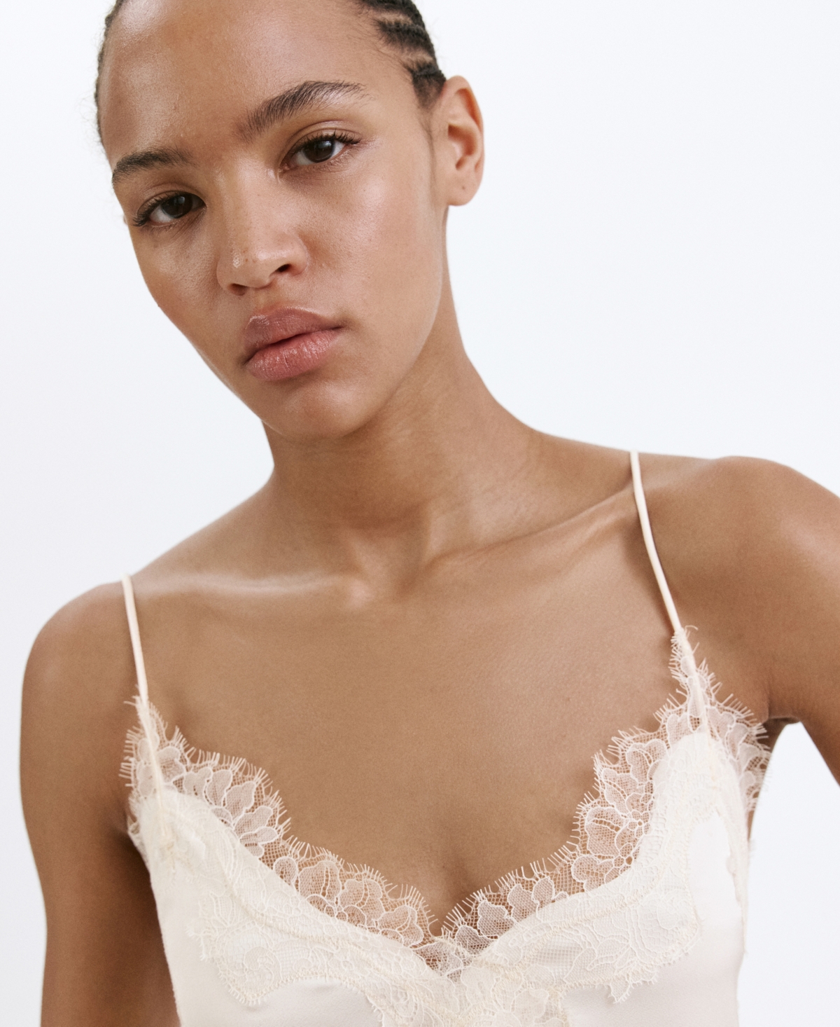 Mango Women's Asymmetrical Lace Lingerie Top