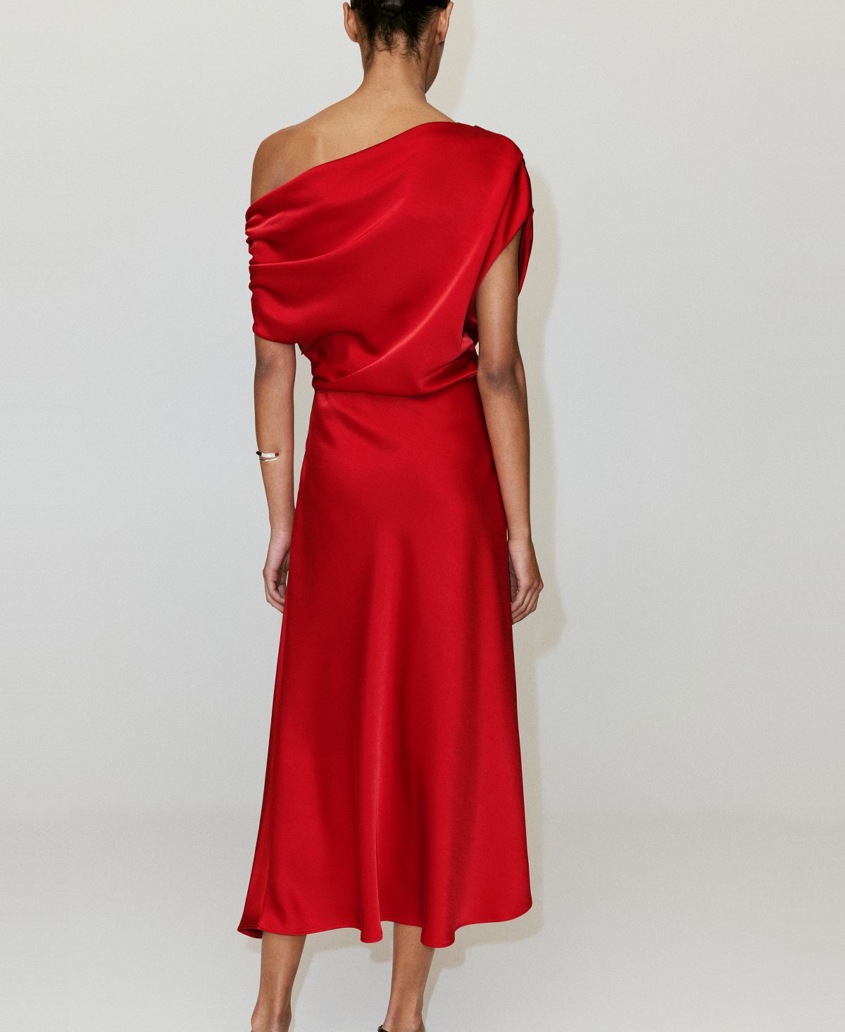 Mango Women's Asymmetrical Satin Dress view 5 — MAYCSS fashion products