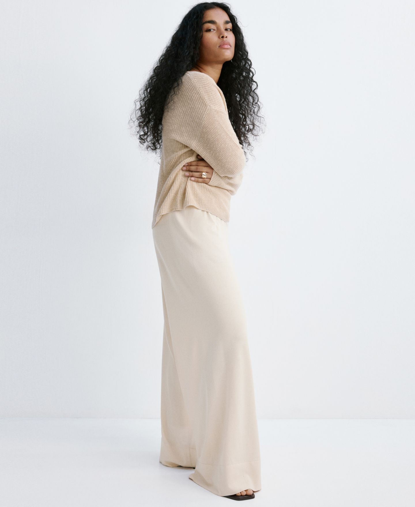 Женские брюки Mango Elastic Waist Straight-Fit, цвет: Яркий синий — фото 11