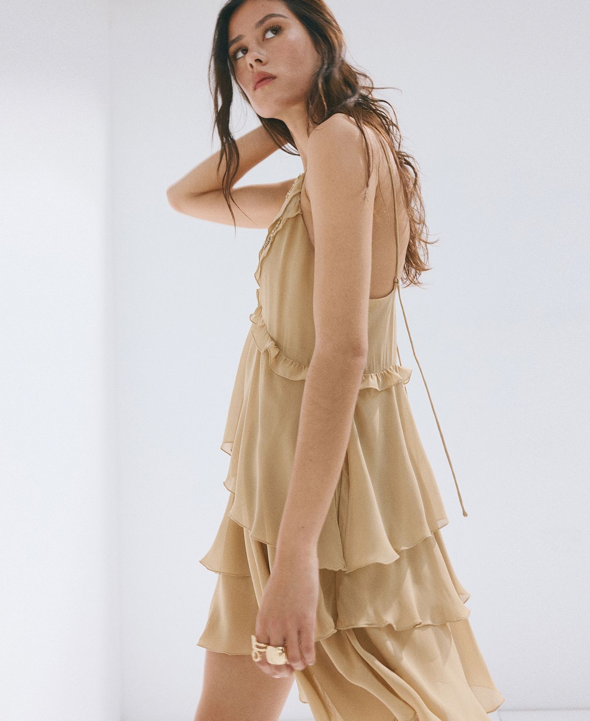 Mango Women's Bead Detail Ruffled Dress view 4 — MAYCSS fashion products