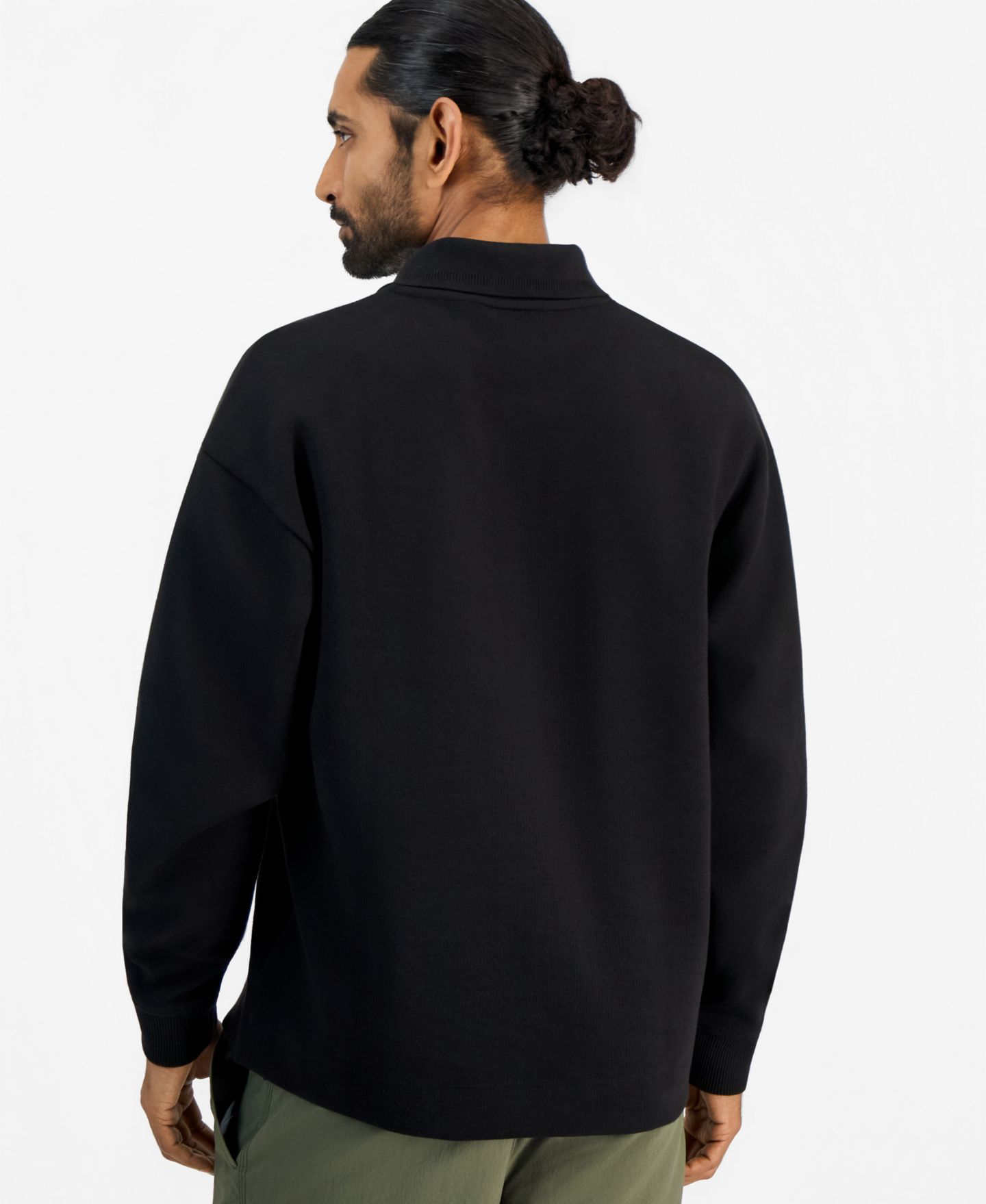 Мужское поло Hugo Boss HUGO by Dabins Long-Sleeve Textured Interlock Fabric Polo, цвет: Чёрный — фото 4