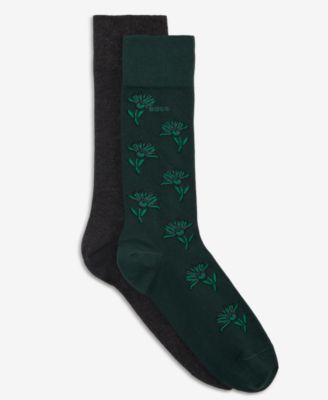 Men's Patterned Cotton-Blend Crew Socks, 2-Pack
