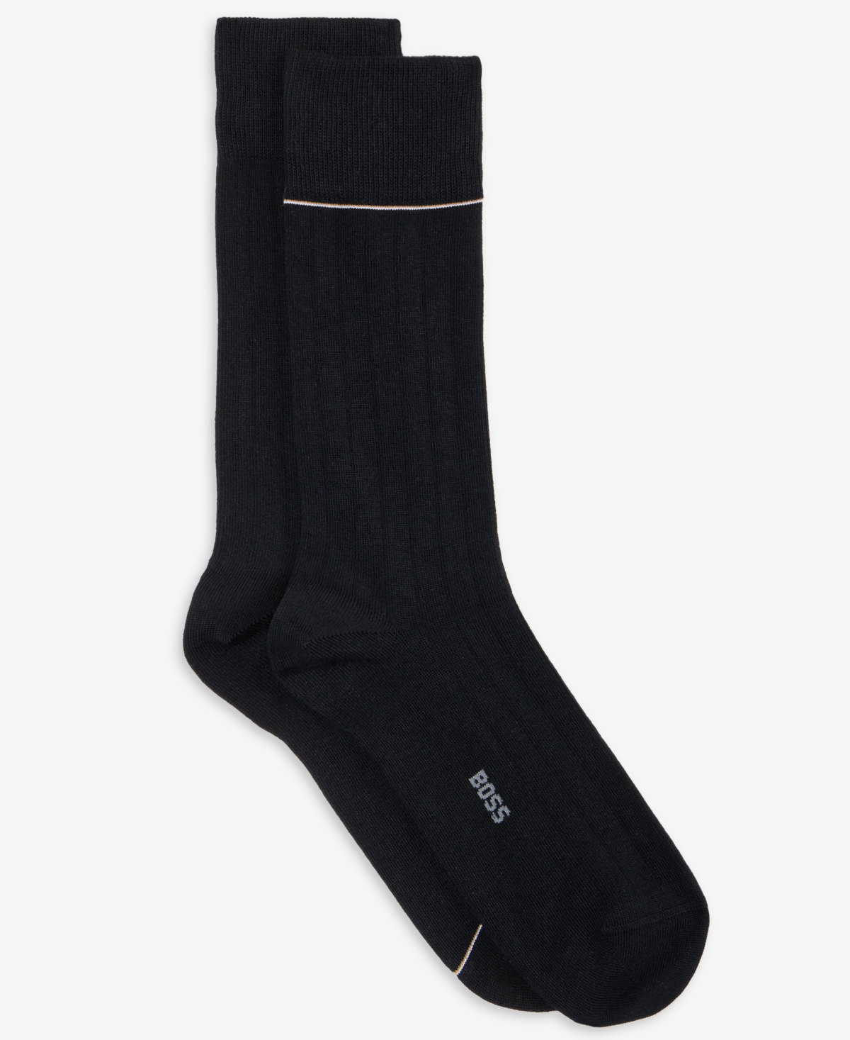 Hugo Boss Men's Ribbed Cotton-Blend Dress Socks, 2-Pack
