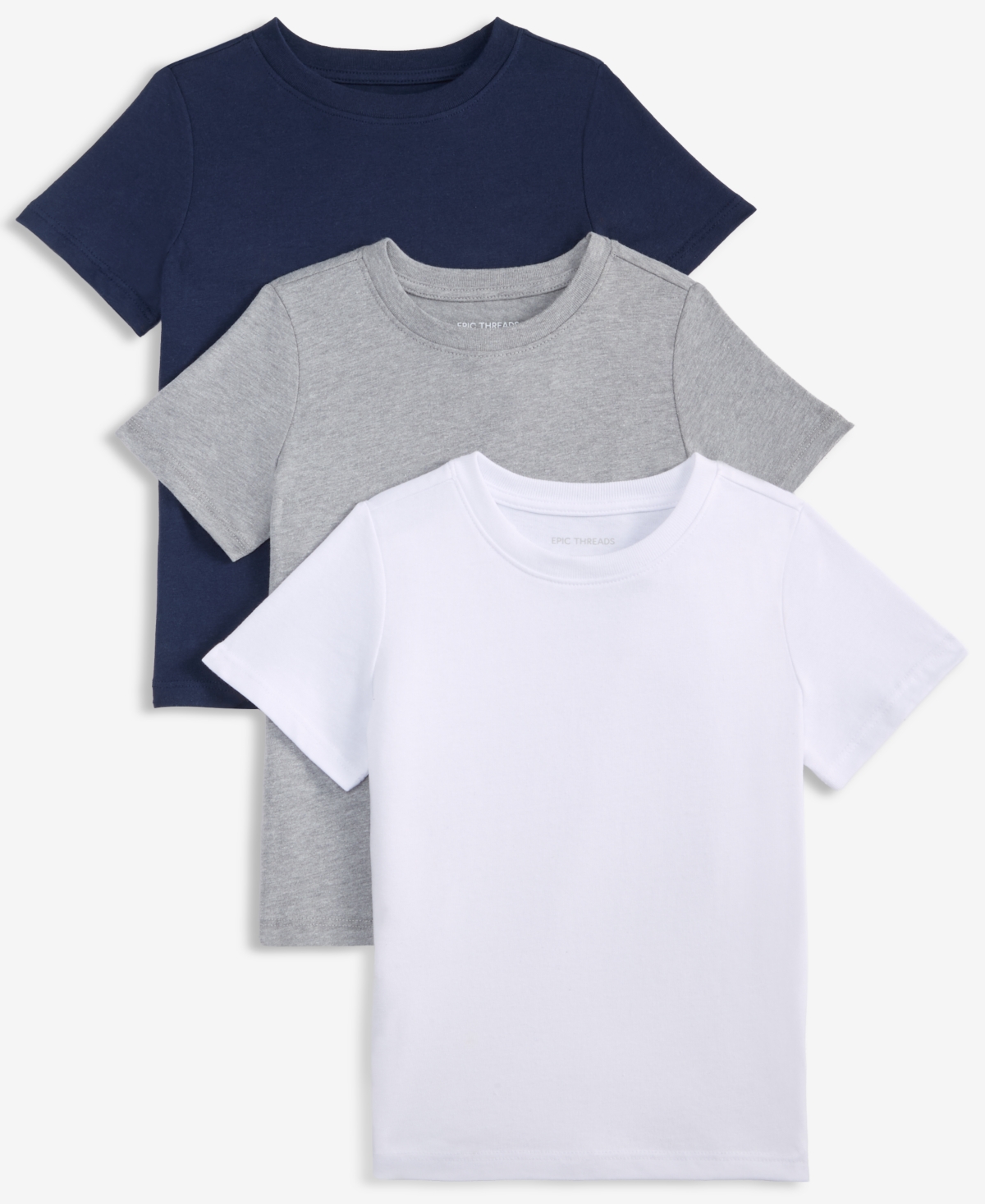 Epic Threads Kids' Toddler Boys' 12m-5t Short-sleeve Solid T-shirts, 2+1 Free Bonus Pack, Macy's Exclusive In White,grey,navy