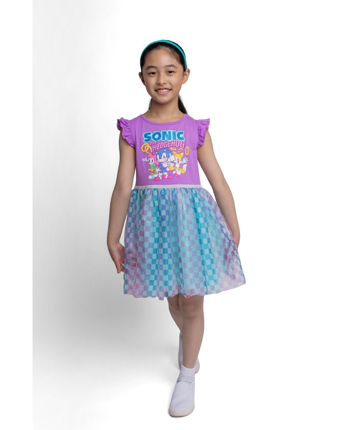Платье Sonic The Hedgehog Tulle Tutu Dress для девочек-малышей, цвет: Фиолетовый / Бирюзовый — фото 2