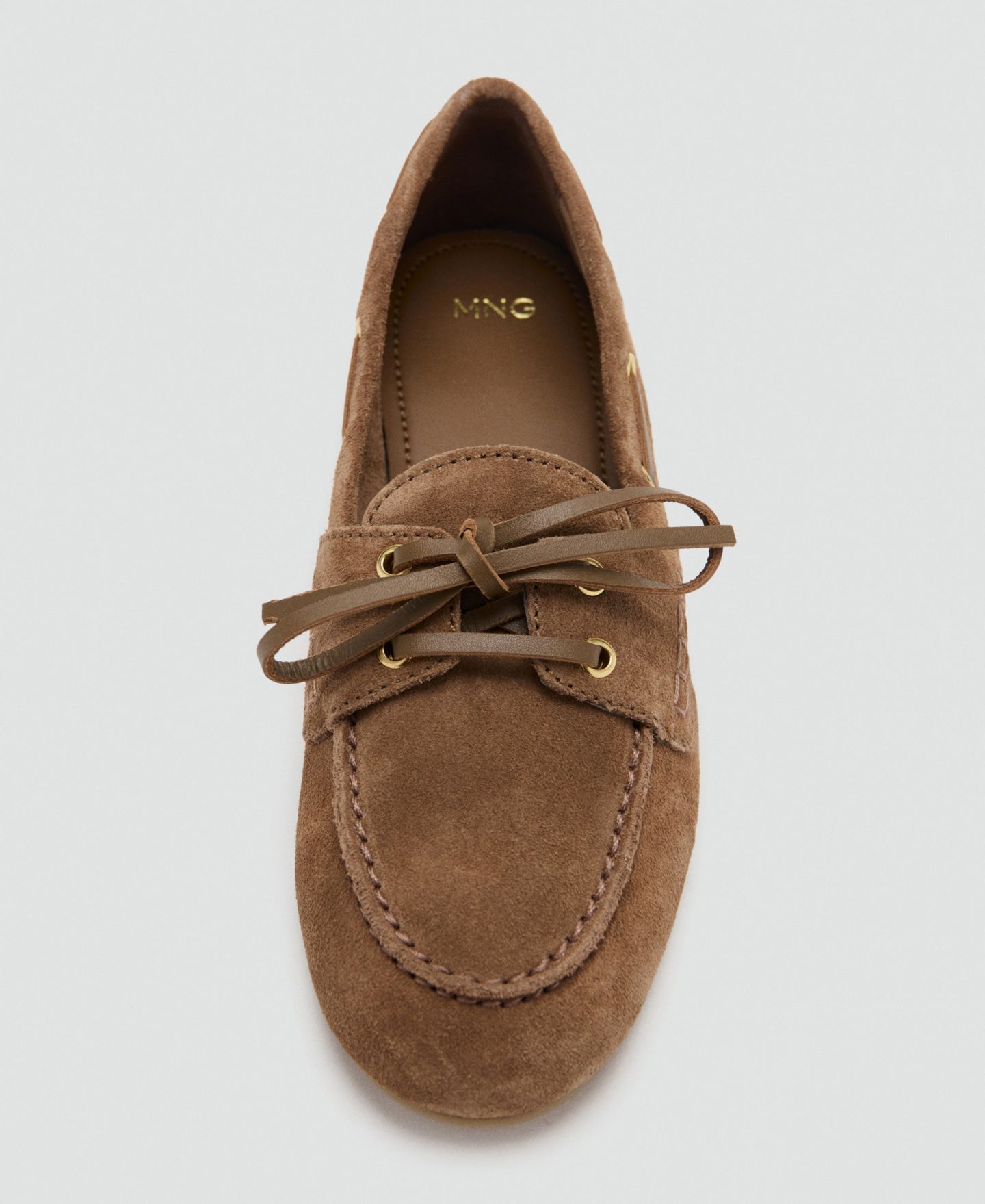 Женские туфли MANGO Suede Boat, цвет: Коричневый — фото 2