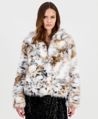 Women's Cropped Animal-Print Faux-Fur Jacket
