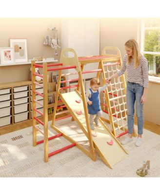 30.3x23.2x12.2 in Indoor Climbing Frame for Kids, Engineered Wood Toddler Play Structure, for Active Play at Home