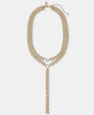 Crystal Layered Lariat Necklace, 17" + 3" extender