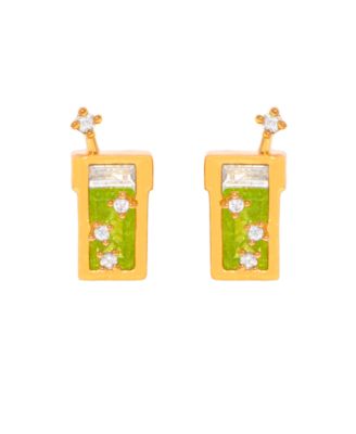 Crystal Matcha Stud Earrings