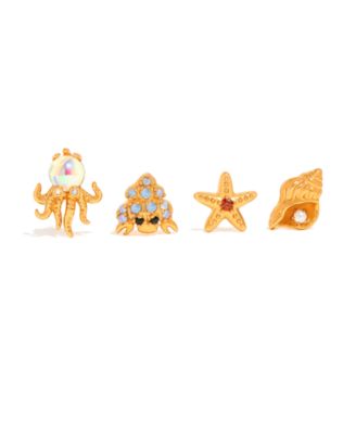 Crystal Sandbar Stud Earrings Set