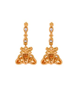 Crystal Croissant Dangle Hoop Earrings