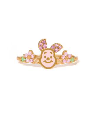 Gold-Plated Crystal Disney Piglet Ring