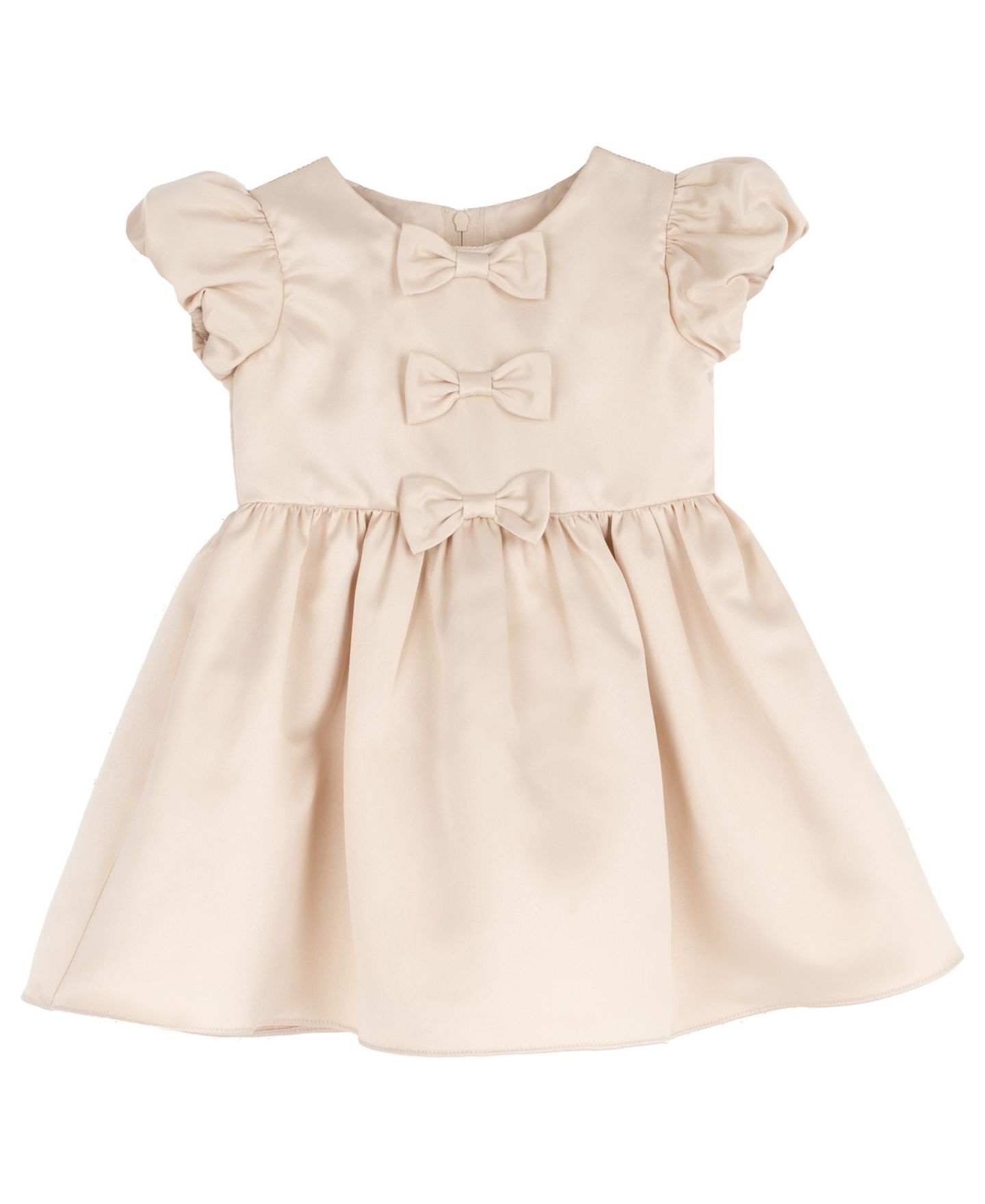 Платье Rare Editions Satin Bow Bodice Bubble Sleeve Dress для девочек-малышей, цвет: Шампань — фото 1