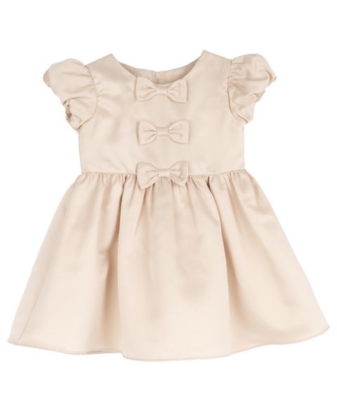 Платье Rare Editions Satin Bow Bodice Bubble Sleeve Dress для девочек-малышей, цвет: Шампань
