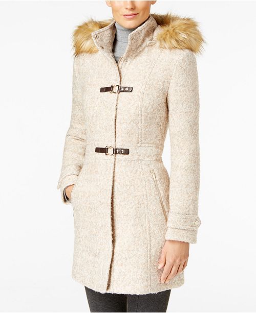 Ivanka Trump Faux Fur Trim Buckled Coat Reviews Coats Women
