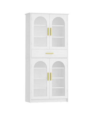 Shoe Cabinet with LED Light Strip and Adjustable Storage Shelves