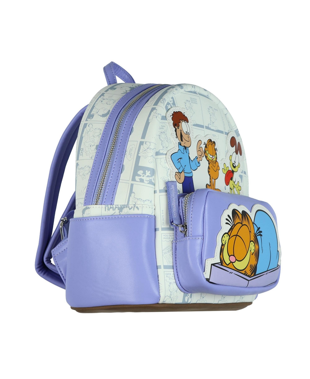 Garfield The Cat 11 Inch Mini Backpack Odie and Jon Faux Leather Small Bag Purse