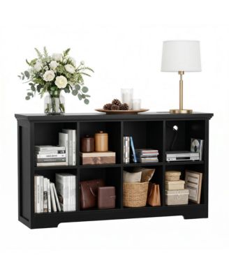 8-Cube Bookshelf with Charging Station, Bin Storage Organizer