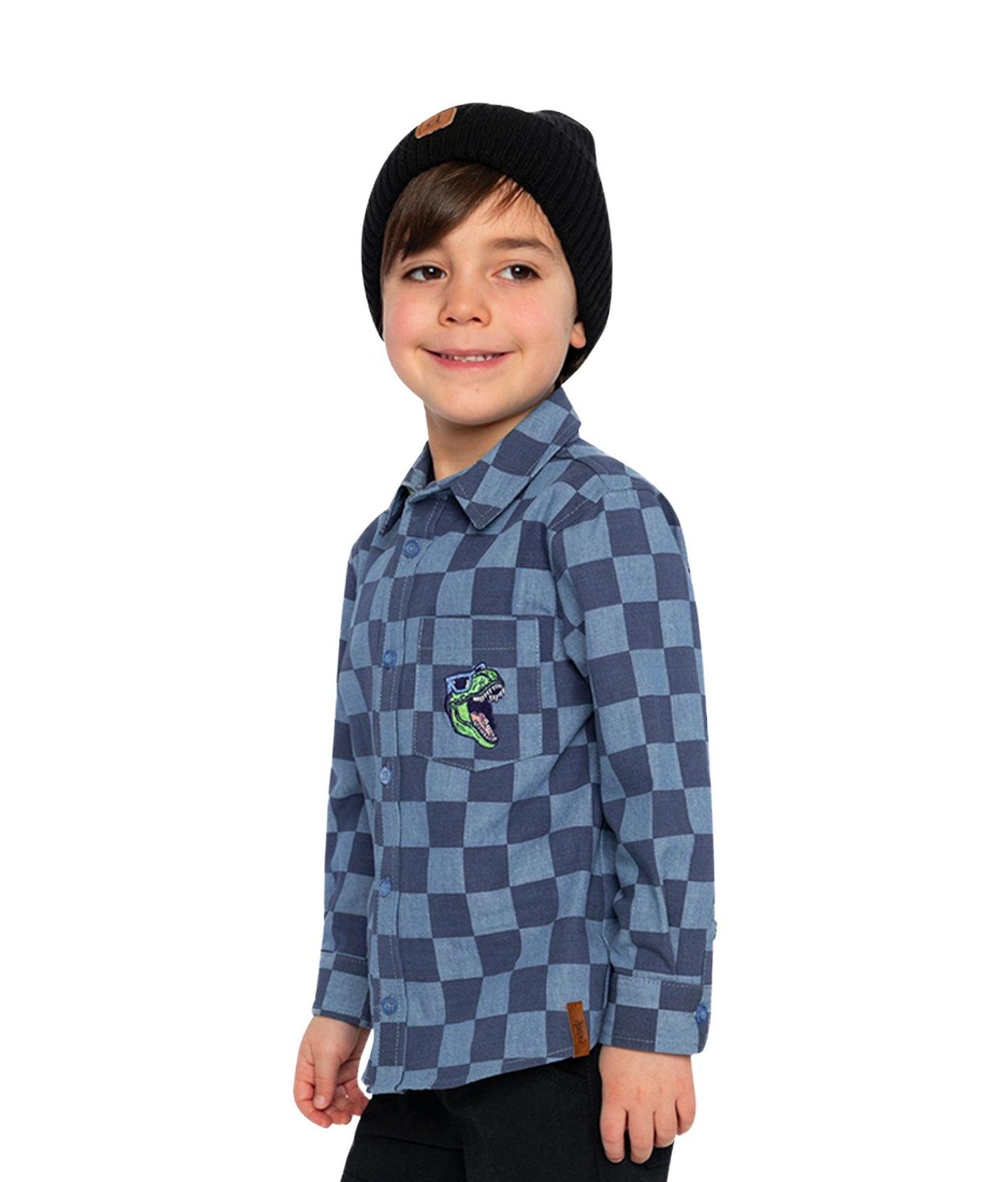 Рубашка Deux par Deux Chambray Shirt для мальчиков, цвет: Синий с принтом — фото 4