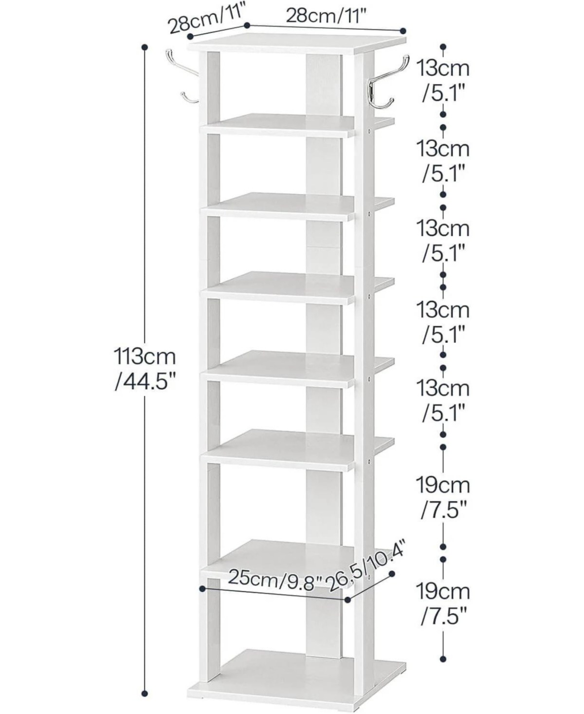 Slickblue 8-Tier Vertical Wooden Shoe Organizer Rack