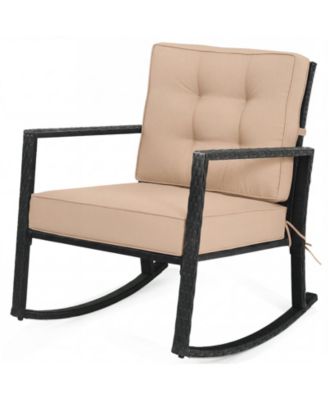 Patio Rattan Rocker Chair Glider Rocking Chair Cushion Lawn Outdoor
