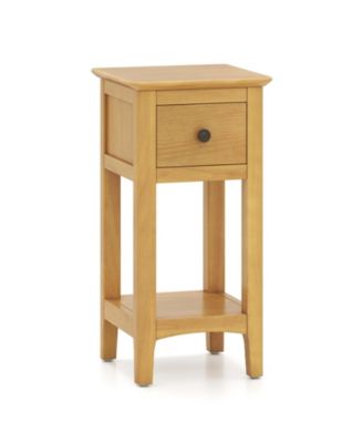 3 Tier Nightstand with Drawer and Open Storage Shelf for Bedroom