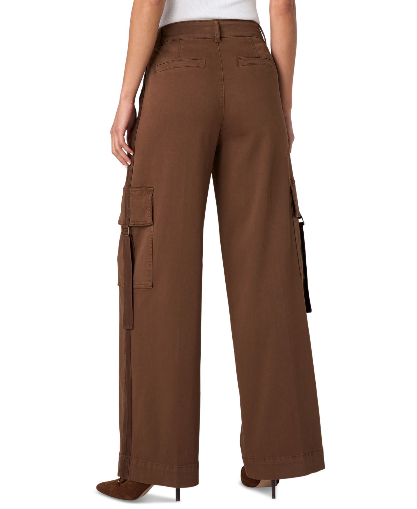 Женские брюки Liverpool Los Angeles Mid-Rise Cargo Wide-Leg, цвет: Коричневый — фото 4