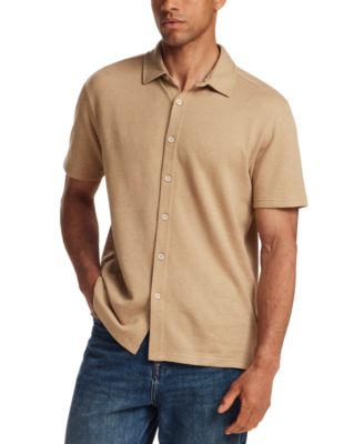 Mens' Speckled Coatfront Knit Short-Sleeve Shirt