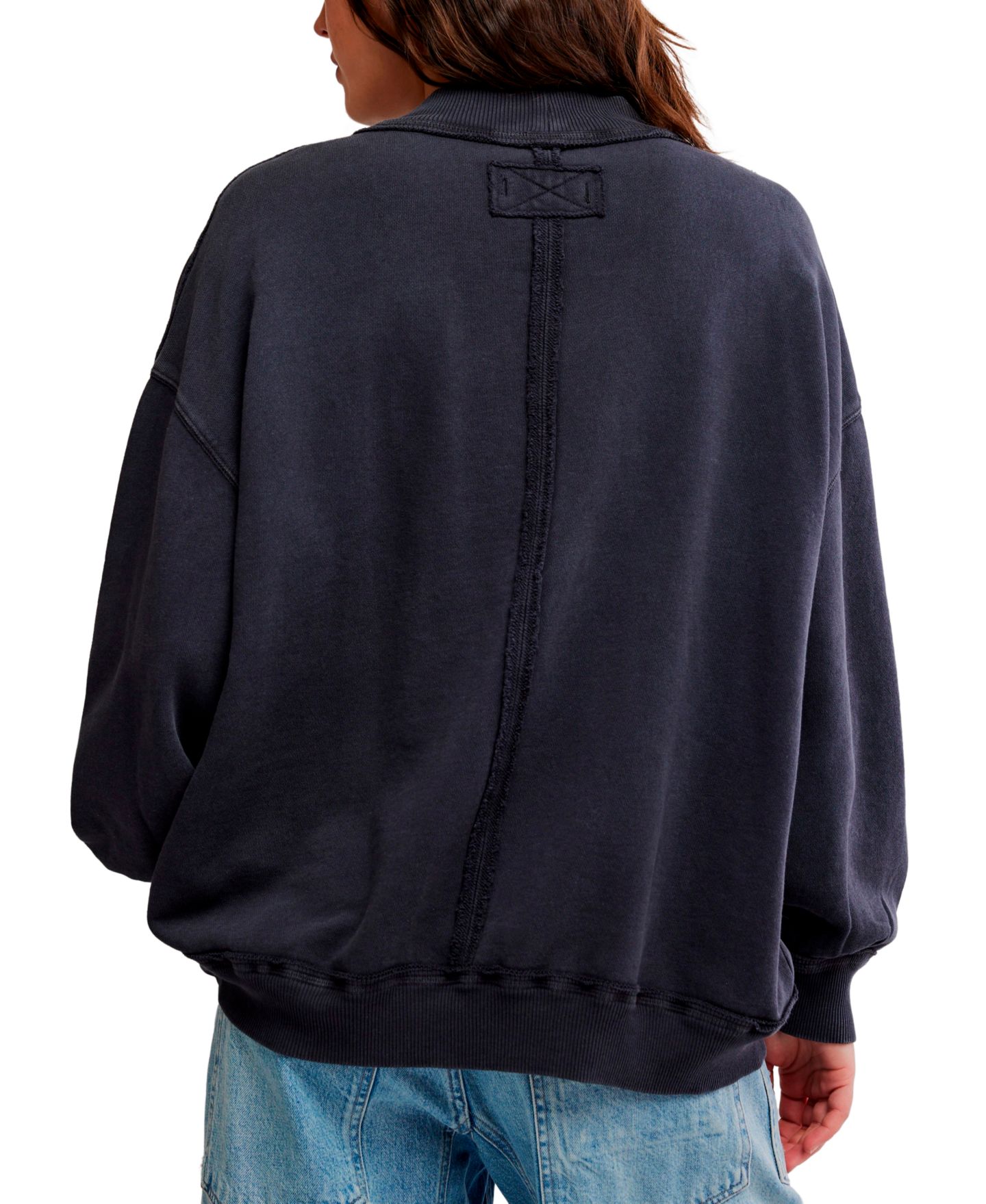 Женская толстовка Free People Cotton Slouchy Mock-Neck, цвет: Потёртый чёрный комбинированный — фото 5