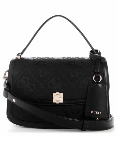 Женская сумка GUESS Audrey Logo Small Flap Crossbody Handbag, цвет: Чёрный