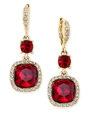 Givenchy Gold-Tone Red Crystal Earrings