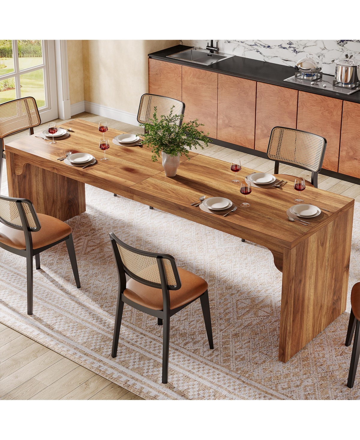 Tribesigns 78-Inch Dining Table for 6-8, Modern Rectangular Room Table, Large Long Kitchen with Sturdy Base, Wood Dinner