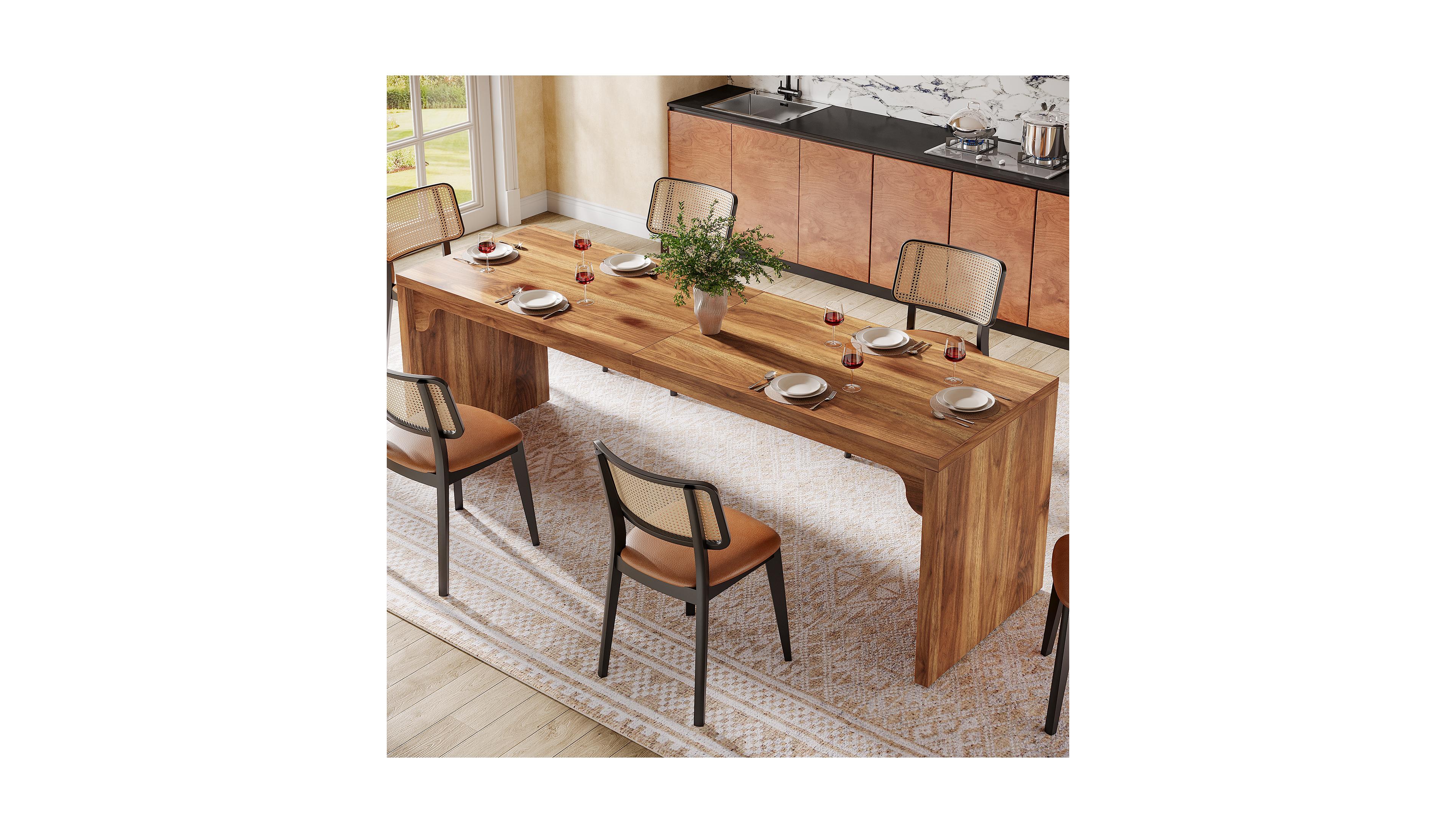 Tribesigns 78-Inch Dining Table for 6-8, Modern Rectangular Room Table, Large Long Kitchen with Sturdy Base, Wood Dinner