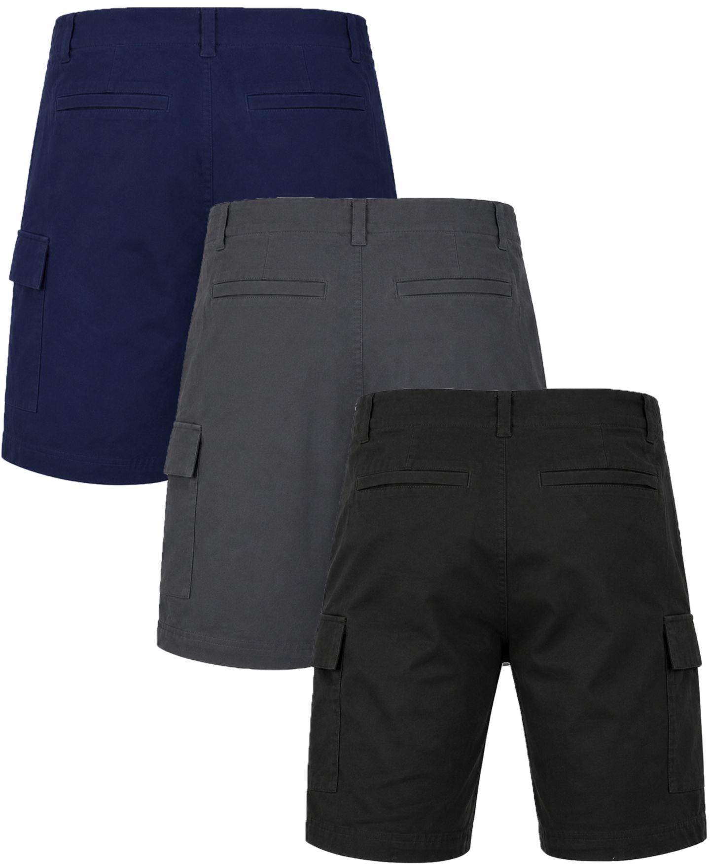 Мужские шорты Blu Rock Super Stretch Cargo Shorts, 3-Pack, цвет: Чёрный / Серый — фото 3