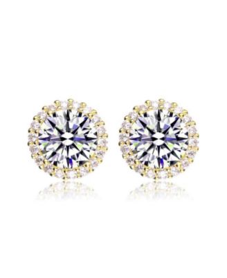 Dainty 12MM Sterling Silver Radiant CZ Button Stud Earrings