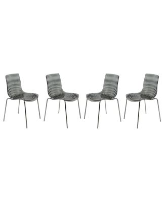 Clear Acrylic Lucite Dining Chair Set of 4 with Metal Legs Accent Side Chair for Dining Room, Contemporary Kitchen and Small Spaces