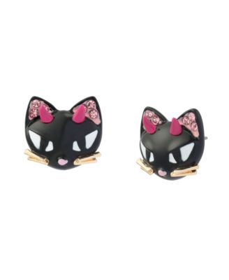 Faux-Stone Halloween Devil Cat Stud Earrings