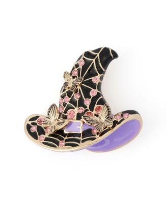 Faux-Stone Halloween Witchy Hat Brooch