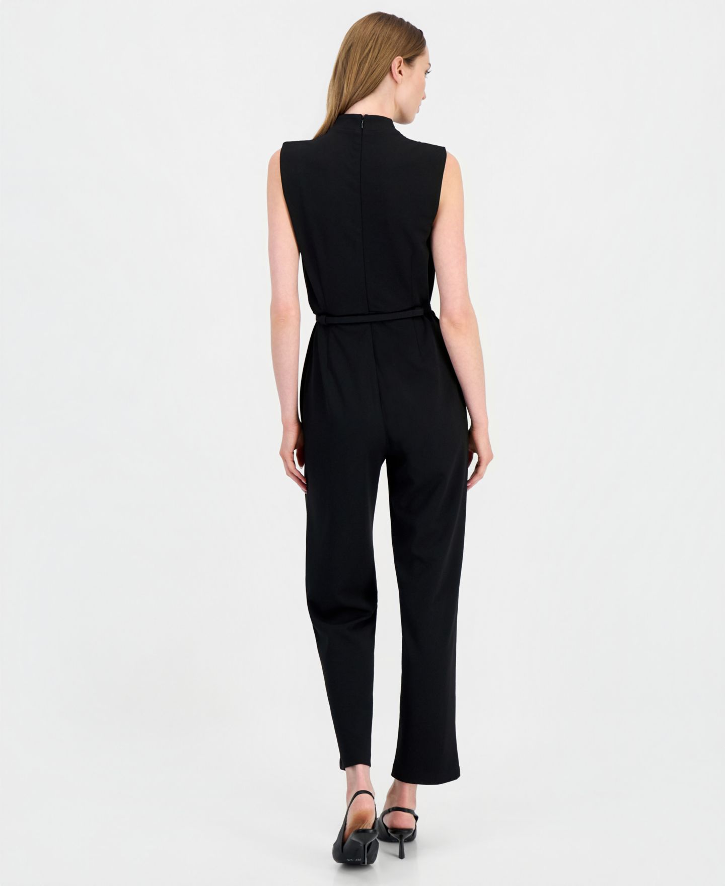 Женский комбинезон Anne Klein Cowl-Neck Sleeveless Jumpsuit, цвет: Чёрный — фото 5