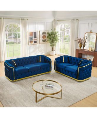 Chesterfield 2-Piece Sofa Set - 84.6" 3-Seater and 62.6" Loveseat