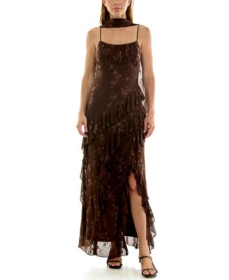 Juniors' Sleeveless Jacquard Dress